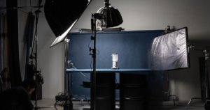 product photography set up in studio with professional equipment