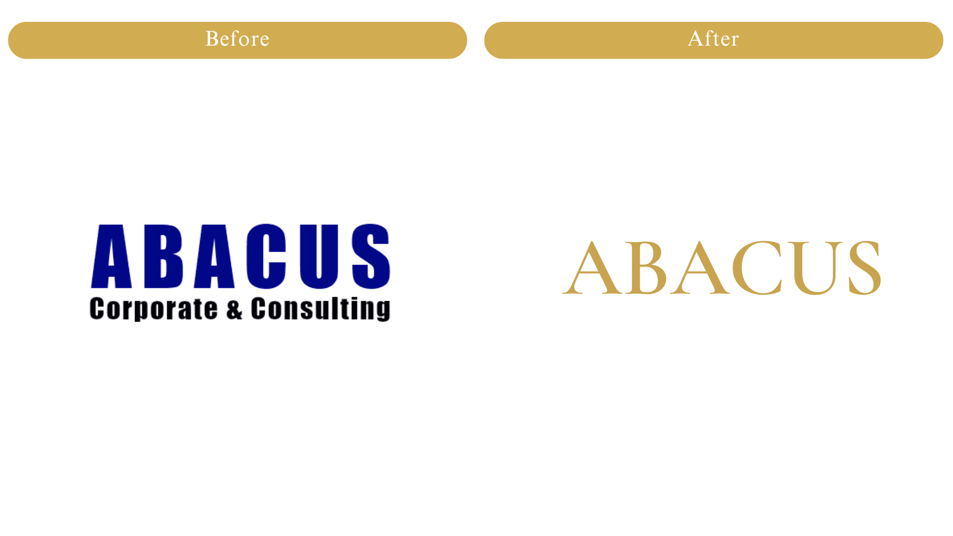 Before and after Abacus Corp Logo Redesign